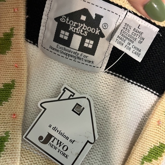 Storybook Knits Cardigan Sweater “Bee Lines” Bumblebee Embellished Floral Lg - Picture 9 of 10